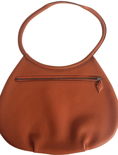 Hermes Cacahuete Orange Leather Shoulder Bag