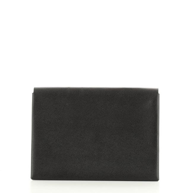 Hermes Calvi Pouch Epsom Gm Black Leather Clutch