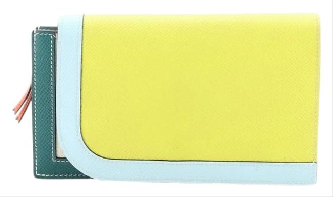 Hermes Camail Wallet Epsom Long Blue Multicolor Yellow Leather Clutch