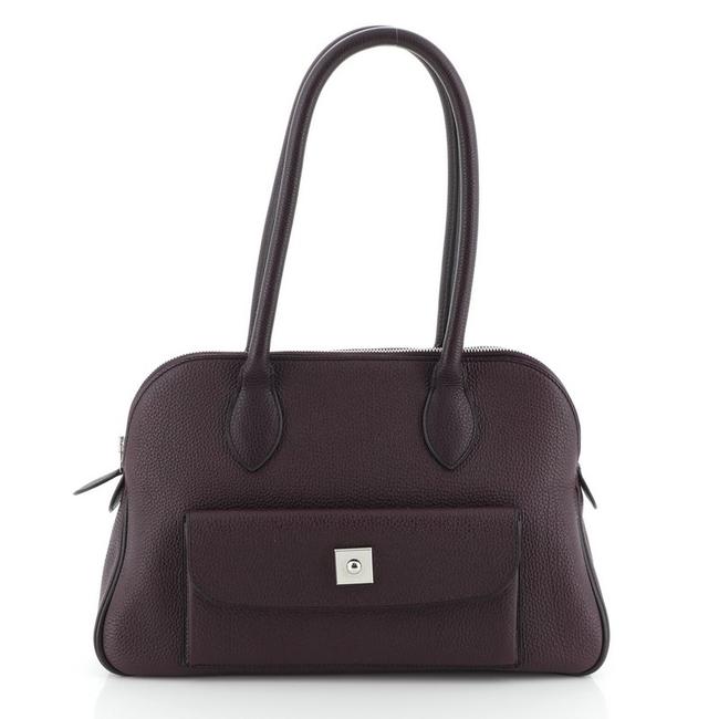 Hermes Caravas Handbag 35 Purple Leather Shoulder Bag