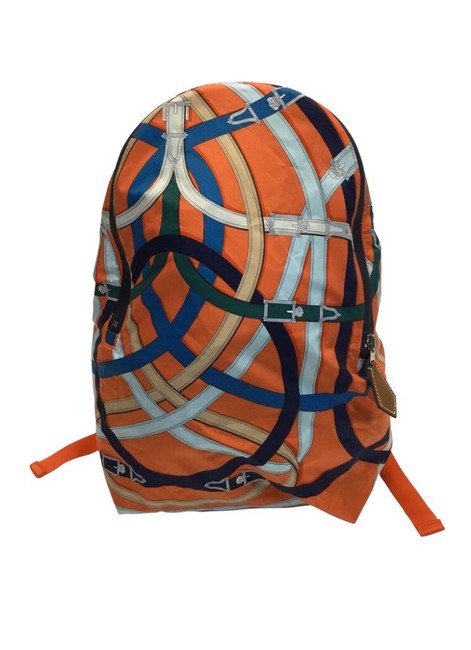 Hermes cavalcadour Print Orange Air Silk Backpack