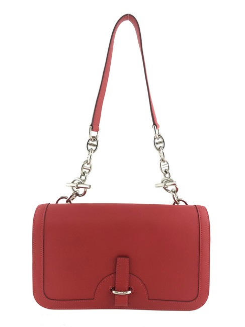 Hermes Chain Dancre Red Leather Shoulder Bag
