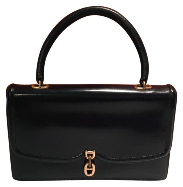Hermes Chaine Dancre Navy Blue Leather Satchel