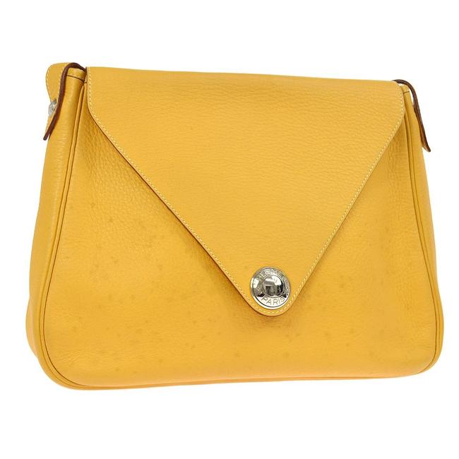 Hermes Christine Envelope Yellow Clemence Leather Shoulder Bag