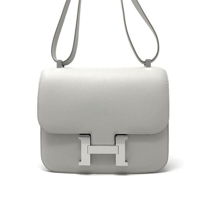 Hermes Constance 24 Gris Perle Leather Shoulder Bag