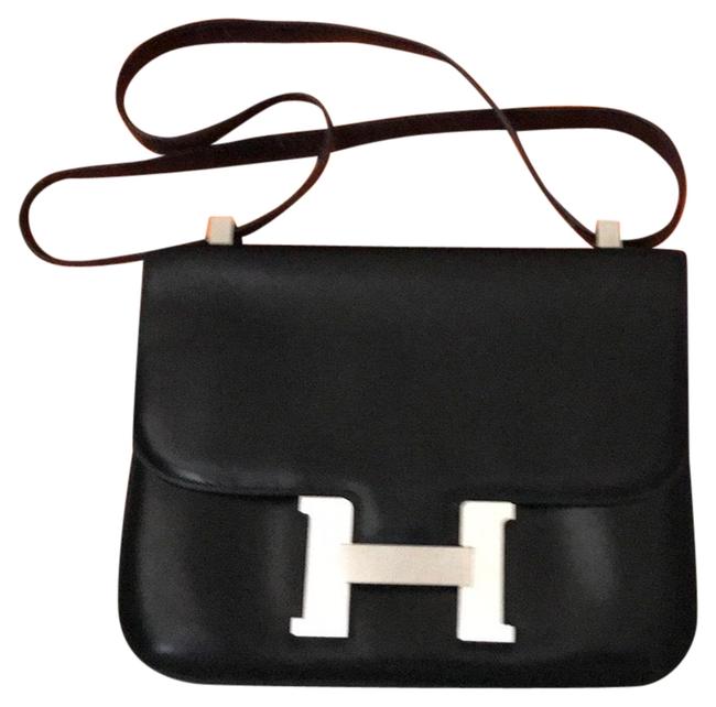 Hermes Constance Black Box Leather Shoulder Bag