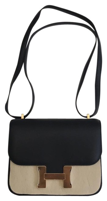 Hermes Constance Black Calfskin Leather Cross Body Bag