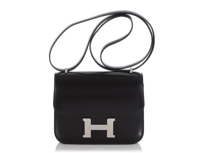 Hermes Constance Box 18 Black Calfskin Leather Shoulder Bag