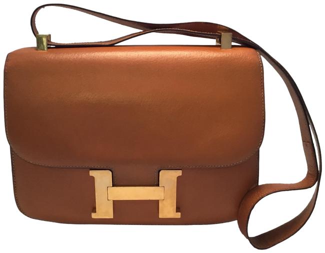 Hermes Constance Cognac Porc Leather Shoulder Bag