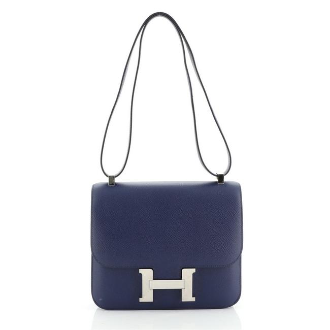 Hermes Constance Epsom 23 Blue Leather Shoulder Bag