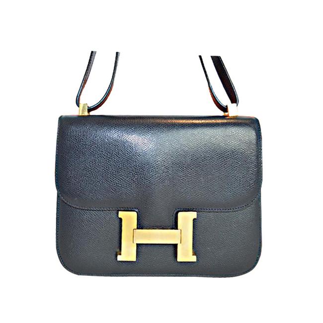 Hermes Constance Navy Blue Epsom Leather Shoulder Bag