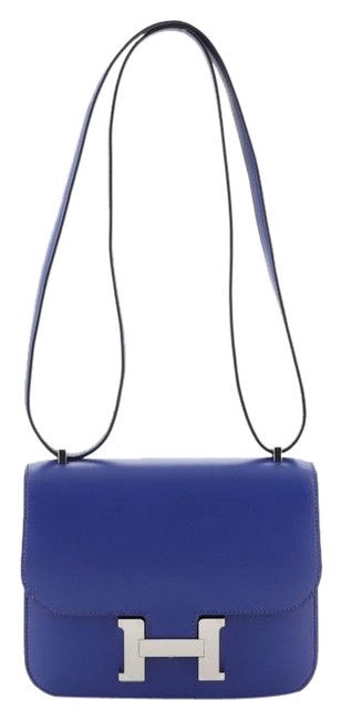 Hermes Constance Tadelakt 18 Blue Leather Shoulder Bag