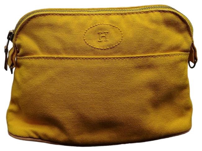 Hermes Cosmetic Pouch Bolide Orange Canvas Clutch