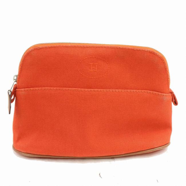 Hermes Cosmetic Pouch Canvas #3264h67 Orange Clutch