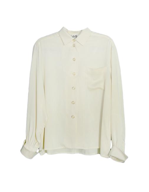 Hermes Cream W Silk Longsleeve W H Buttons Fr 42 Blouse 