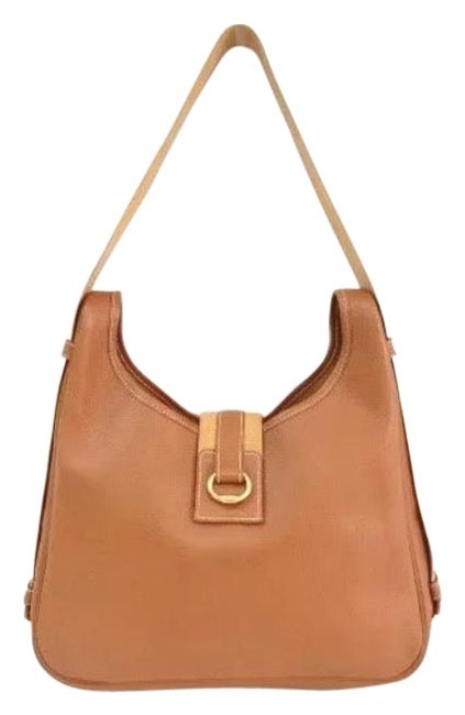 Hermes Crossbody 2way Brown LeatherCanvas Shoulder Bag