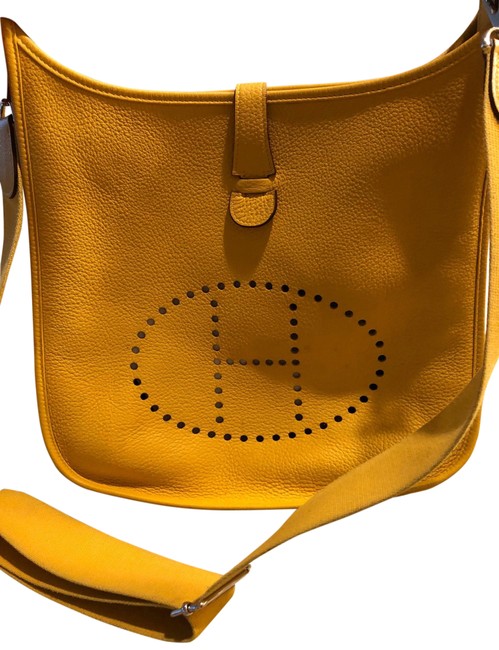 Hermes Crossbody Evelyne Yellow Leather Messenger Bag