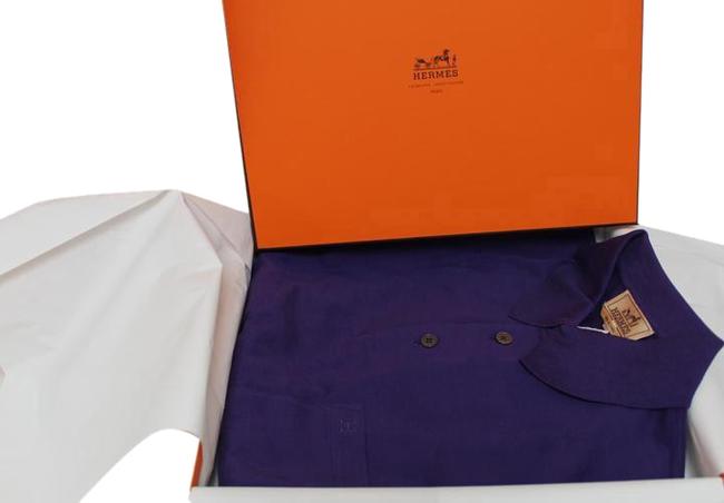 Hermes Dark Purple Mens Basic Sport Golf Polo Tee Shirt 