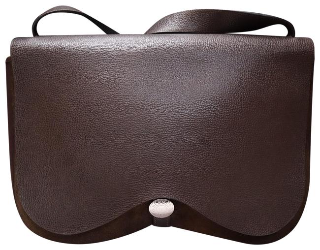 Hermes Double Flap Colorado Gm Brown Leather Messenger Bag