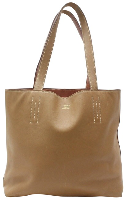 Hermes Double Sens 872343 38 Brown Clemence Leather Tote