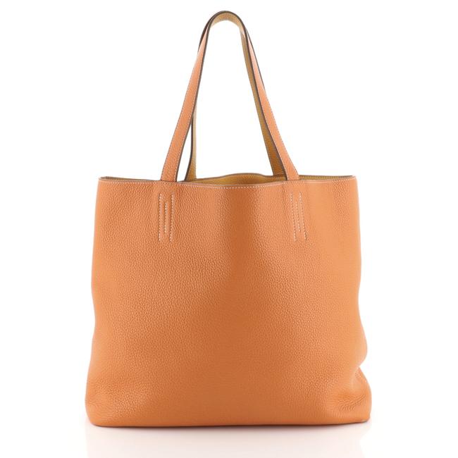Hermes Double Sens Clemence 36 Orange Leather Tote