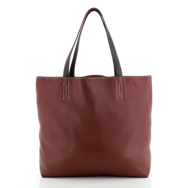 Hermes Double Sens Veau Sikkim 45 Brown Red Leather Tote