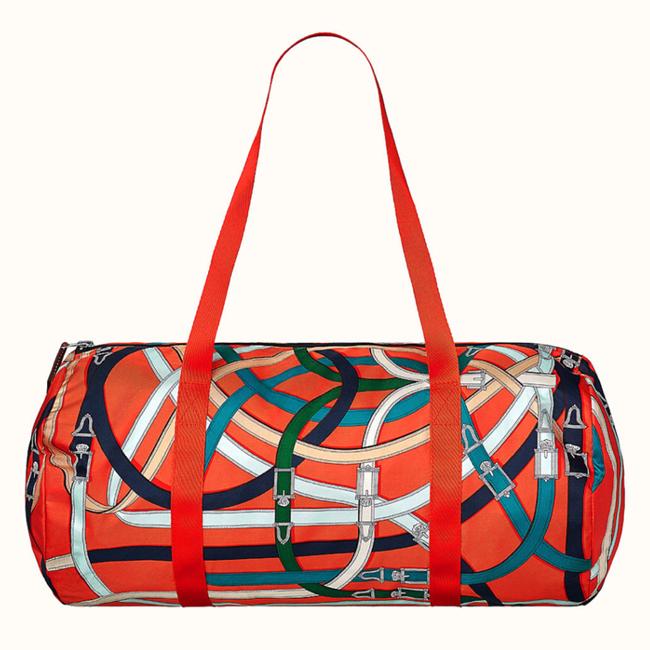 Hermes Duffle 44 Orange Poppy Airsilk WeekendTravel Bag