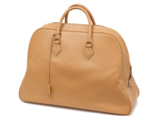 Hermes Duffle Bag Gold Samplon Travel Boston 236797 Brown Leather Satchel