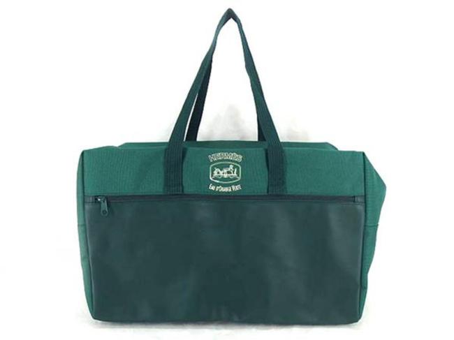 Hermes Duffle Extra Large 222222 Green Canvas WeekendTravel Bag