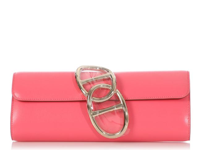 Hermes Egee Tadelakt Rose Lipstick Pink Leather Clutch