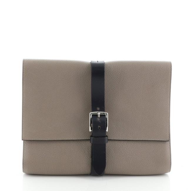 Hermes Etriviere Ii Folder Pouch Maurice 29 Gray Leather Clutch