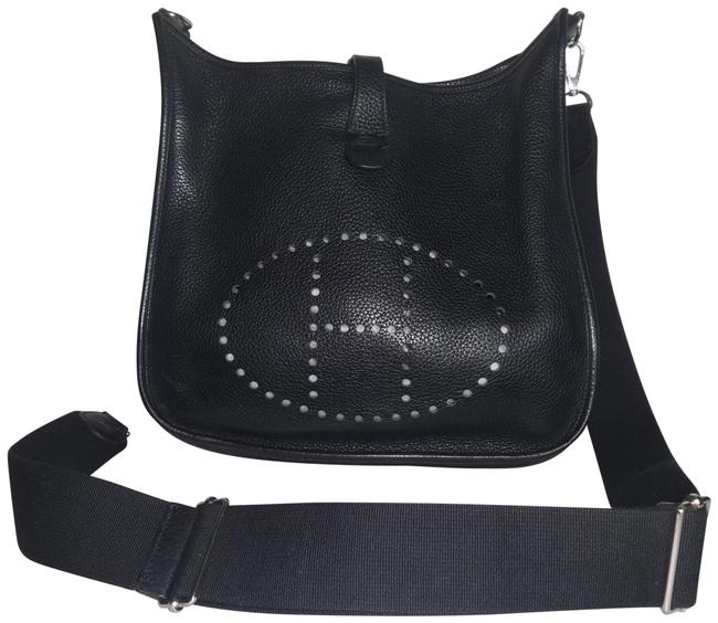 Hermes Evelyne 2012 Clemence Pm Black Leather Shoulder Bag