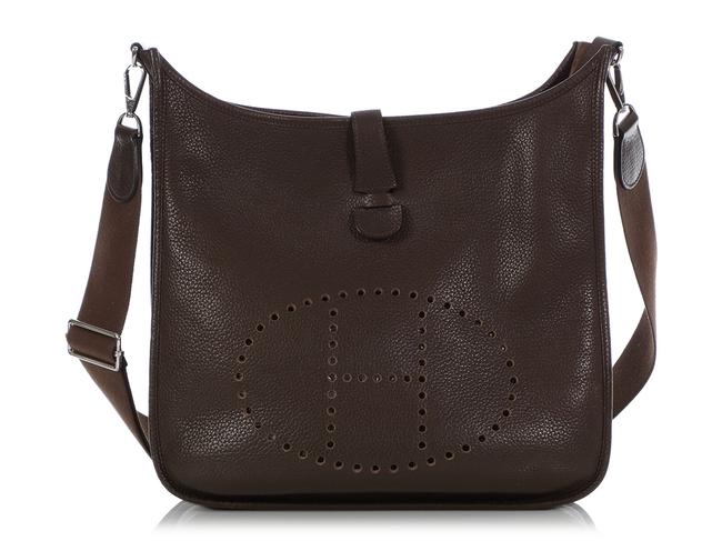 Hermes Evelyne 3 Gm Clemence Ebene Dark Brown Leather Cross Body Bag