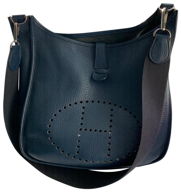 Hermes Evelyne 40 Navy Leather Cross Body Bag
