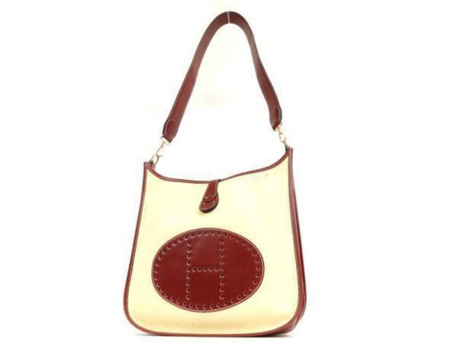 Hermes Evelyne Bicolor Straw Gm 236048 Beige Raffia Shoulder Bag