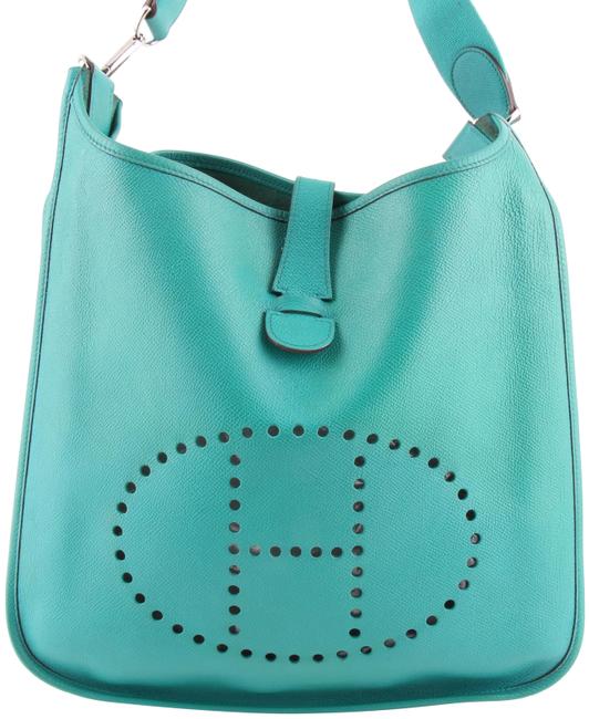 Hermes Evelyne Bleu Paon Epsom Iii 29 Blue Calfskin Leather Messenger Bag