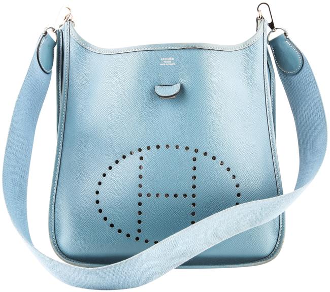 Hermes Evelyne Blue Leather Shoulder Bag