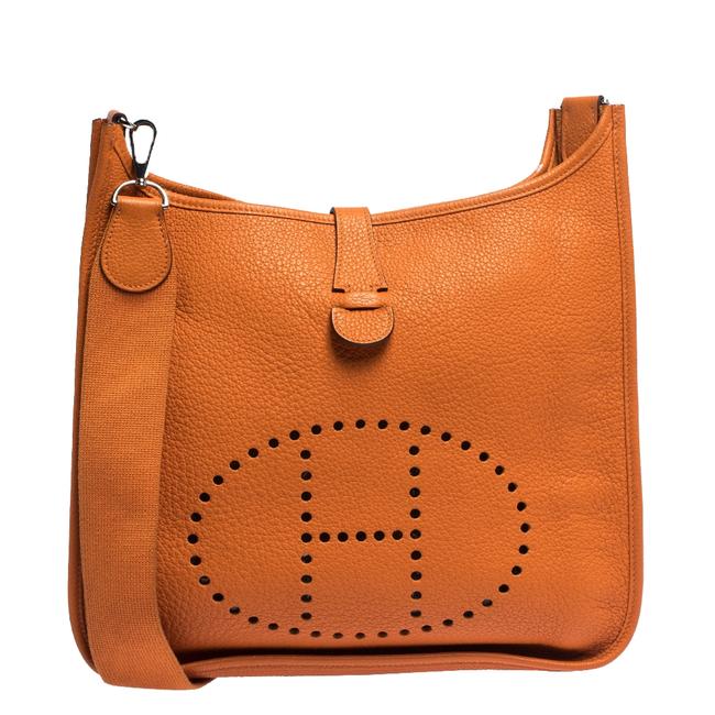Hermes Evelyne Clemence Iii Gm Orange Leather Shoulder Bag