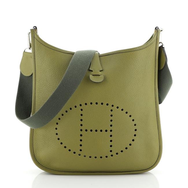 Hermes Evelyne Gen I Clemence Pm Green Leather Cross Body Bag
