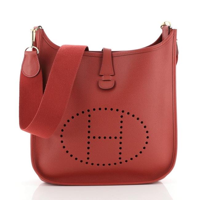 Hermes Evelyne Gen I Epsom Pm Red Leather Cross Body Bag
