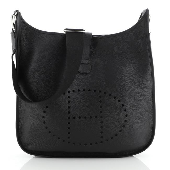 Hermes Evelyne Gen Iii Clemence Tgm Black Leather Cross Body Bag