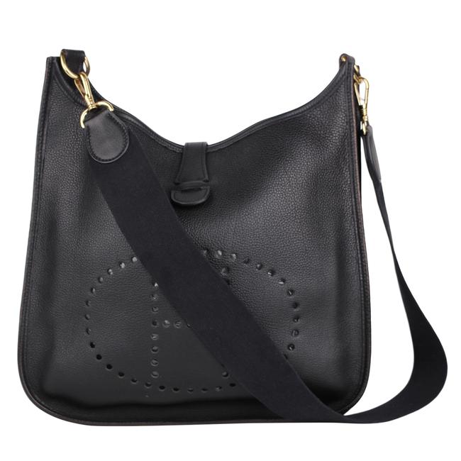 Hermes Evelyne 8517 Gm Ardennes Black Leather Cross Body Bag