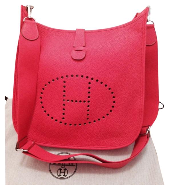 Hermes Evelyne Gm Iii Rose Jaipur Clemence Leather Messenger Bag