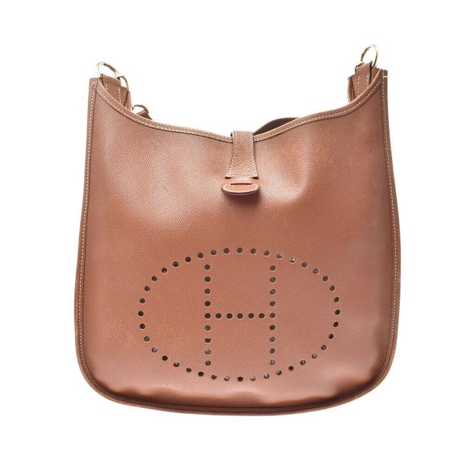 Hermes Evelyne Gm Leather #5587h91b Brown Shoulder Bag