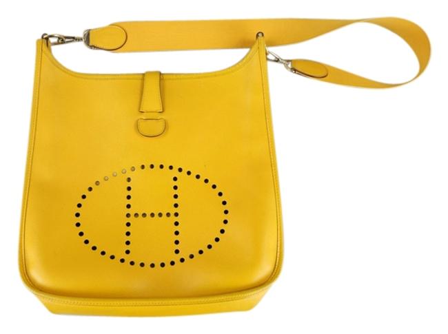 Hermes Shoulder Evelyne Gm Yellow Leather Cross Body Bag