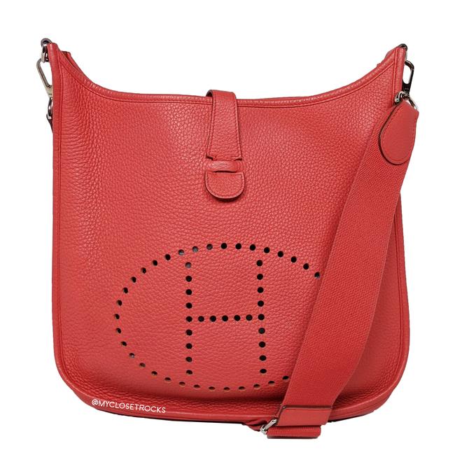 Hermes Evelyne Iii Gm Large Clemence Pink Leather Cross Body Bag