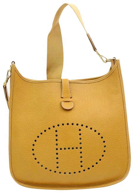 Hermes Evelyne Mustard Clemence 870631 Yellow Leather Messenger Bag