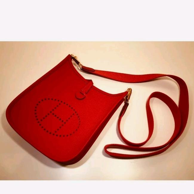 Hermes Evelyne Red Decouer Maurice Cowhide Leather Cross Body Bag
