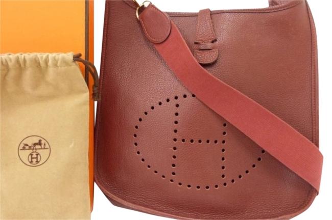 Hermes Evelyne Rouge Ash Taurillon Clemence Red Leather Shoulder Bag