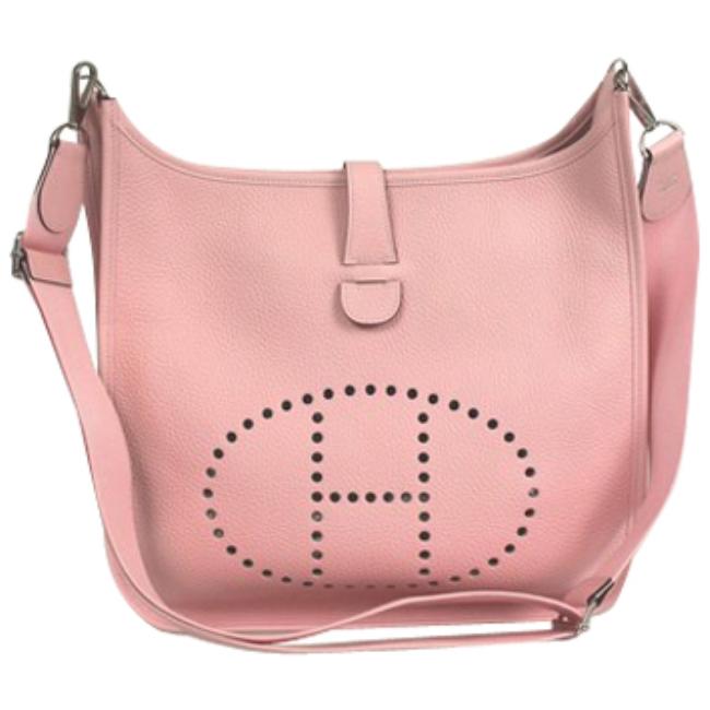 Hermes Evelyne Taurillon Clemence Rose Sakura Leather Cross Body Bag